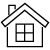 simple house icon design representing home and shelter features two windows and a door